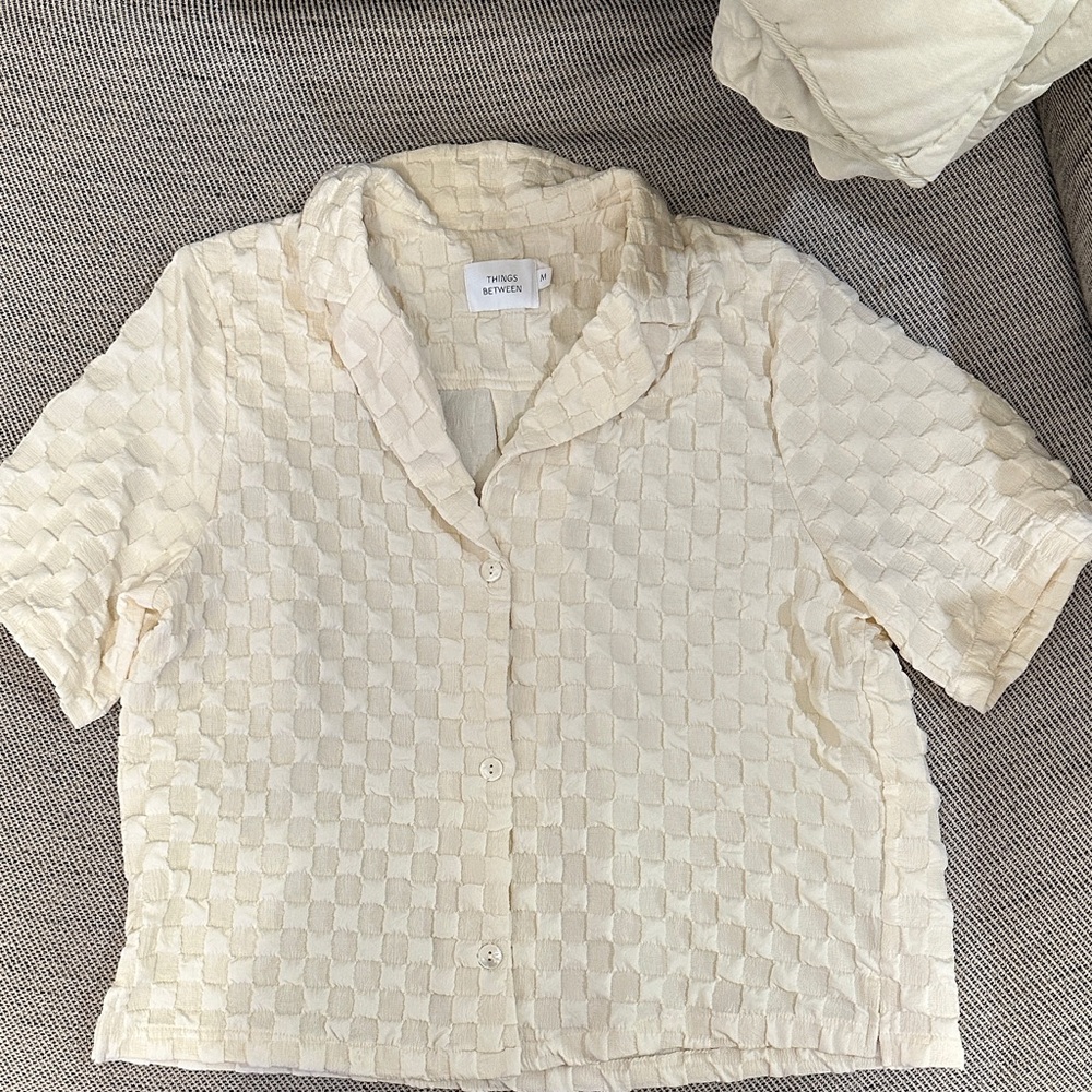 Textured Cream Button Down Shirt